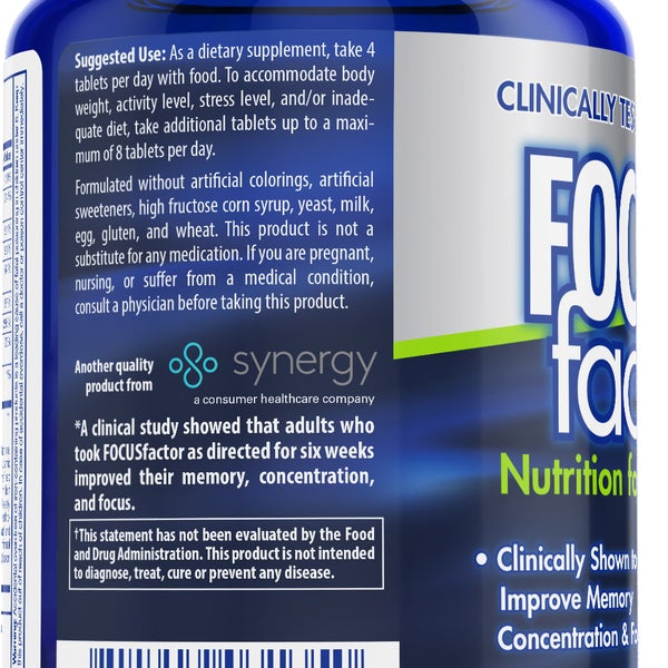 FOCUSfactor Nutrition for the Brain Dietary Supplement, 180 Tablets