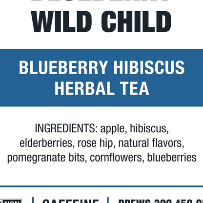 Tiesta Tea Blueberry Wild Child Herbal Tea Bundle, Two 1 lb. Bags & 5.5 oz Tin