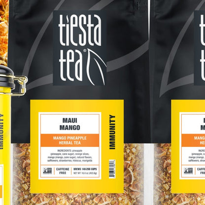 Tiesta Tea Maui Mango Herbal Tea Bundle, Two 1 lb. Bags & 5.5 oz Tin