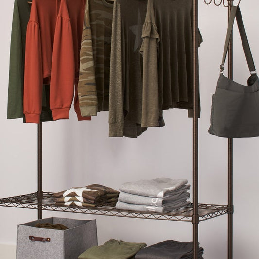 TRINITY Bronze Rolling Garment Rack