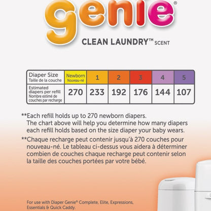 Playtex Diaper Genie Max Fresh Refill bags with a Clean Laundry Scent and Anti-Microbial, 1,080 count, PLUS 2 carbon filters