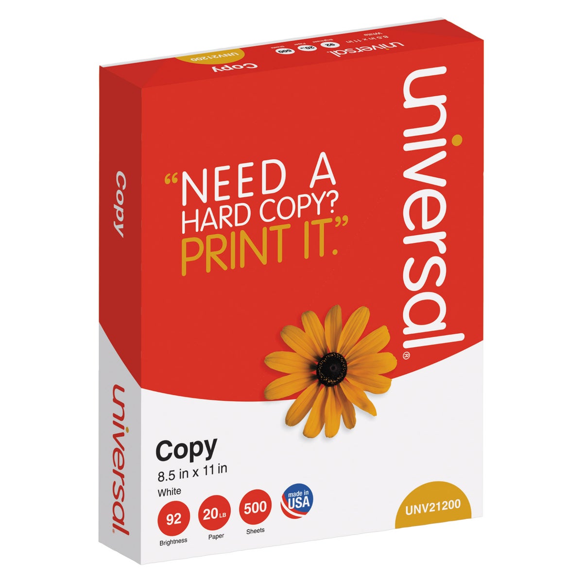 Universal Copy Paper, 8.5"x11" Letter, White, 20lb, 92 Bright, 10+ Case Pricing