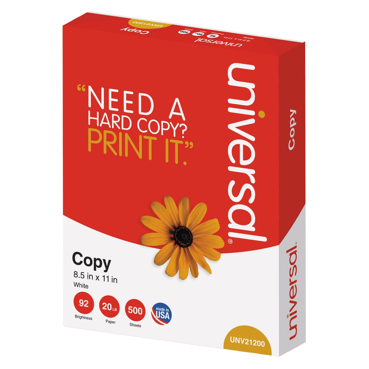 Universal Copy Paper, 8.5"x11" Letter, White, 20lb, 92 Bright, 10+ Case Pricing