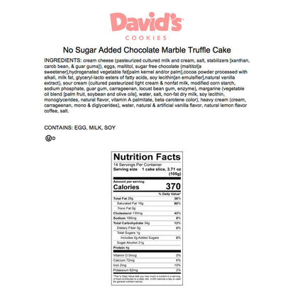 David's Cookies No Sugar Added Cheesecake & Marble Truffle Cake, 2-pack (28 Slices Total)