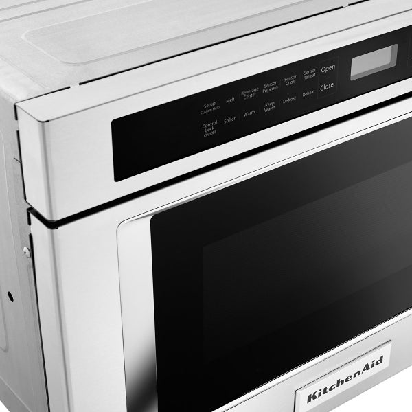 KitchenAid 1.2 cu. ft. Under-Counter Microwave Oven Drawer with Auto Touch Open and Close in Stainless Steel