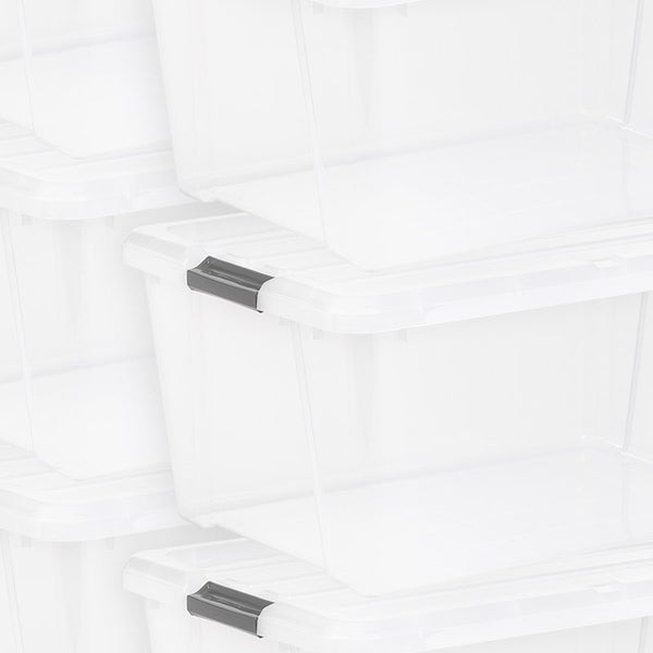 IRIS 45QT Clear Storage Bin with Buckles, 6-pack
