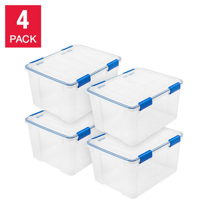 IRIS 44 Quart WeatherPro-Seal Storage Bin, 4-pack