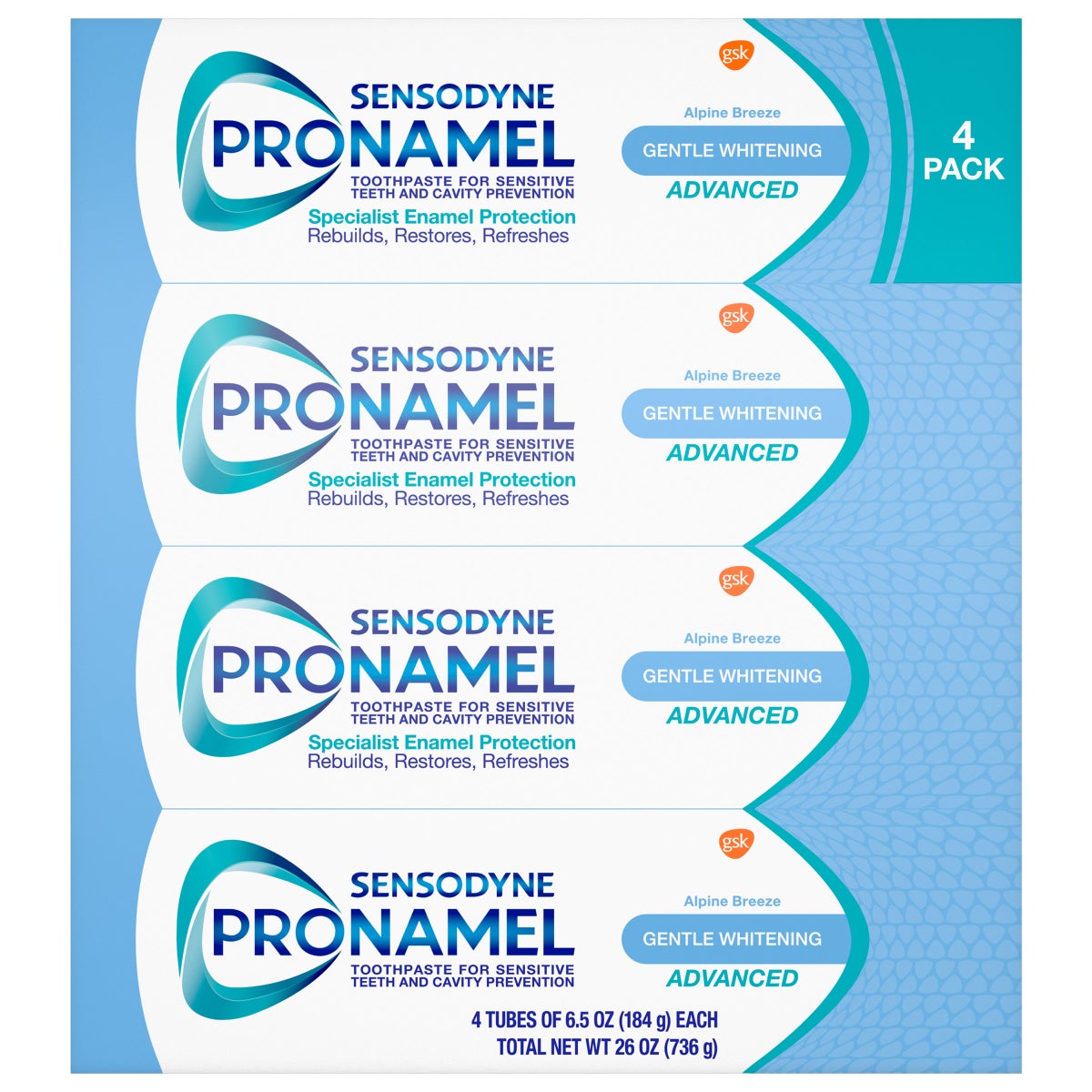 SENSODYNE Pronamel Gentle Whitening Advanced Toothpaste, 6.5 oz, 4-pack