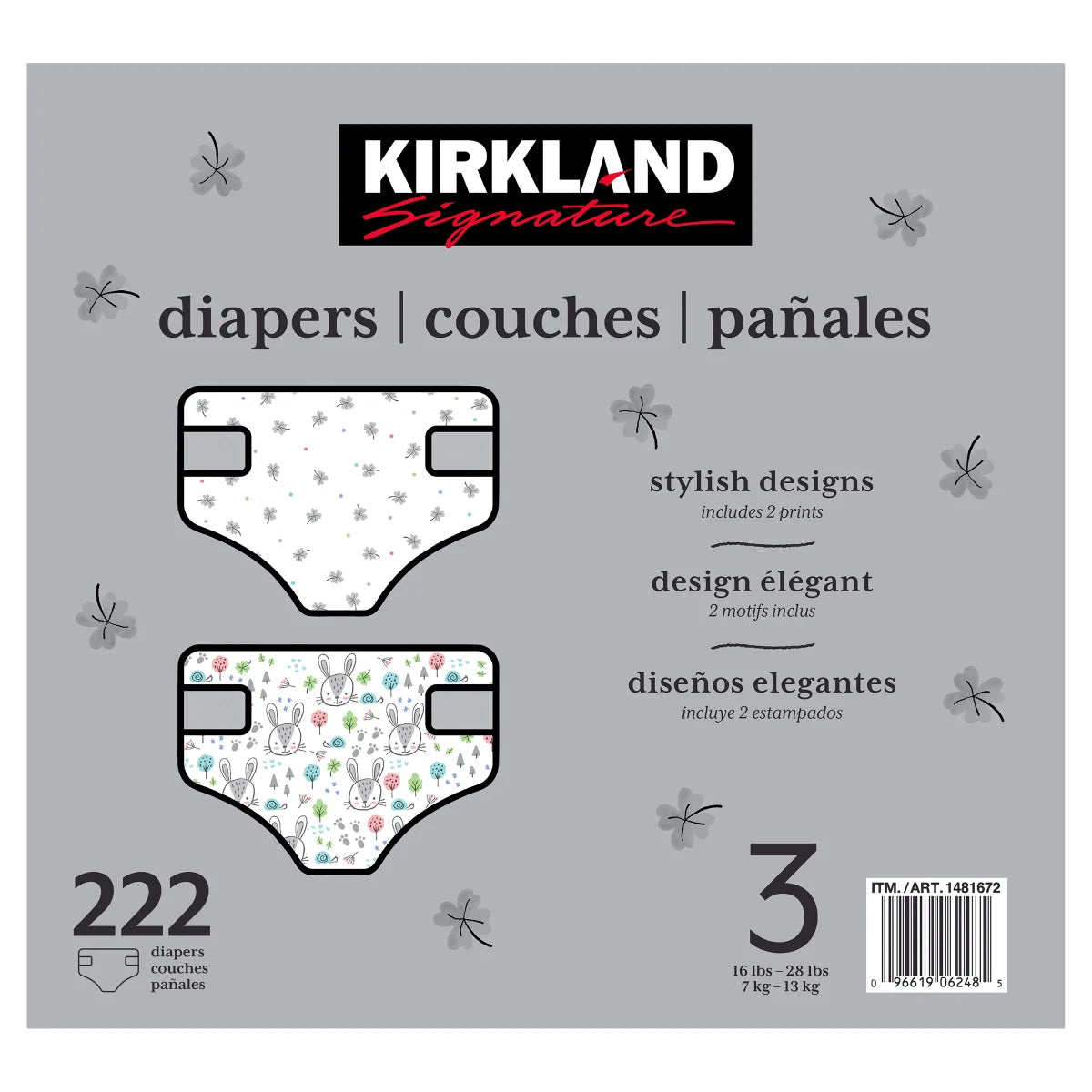 Kirkland Signature Diapers Sizes 3-6