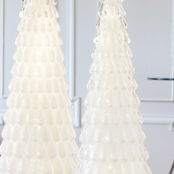 LED Glass Holiday Trees, Set of 2