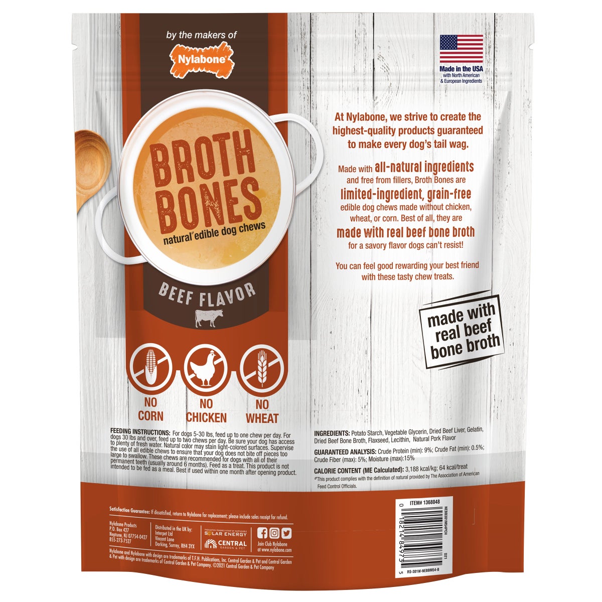 Nylabone Broth Bones Natural Edible Dog Chews 54-count, 2-pack