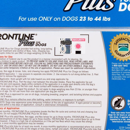 Frontline Plus Flea and Tick Dog Treatment 23-44 lb, 7+1 Doses