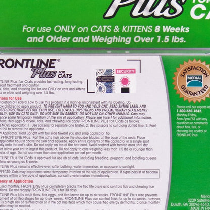 Frontline Plus Flea and Tick Cat Treatment, 7+1 Doses