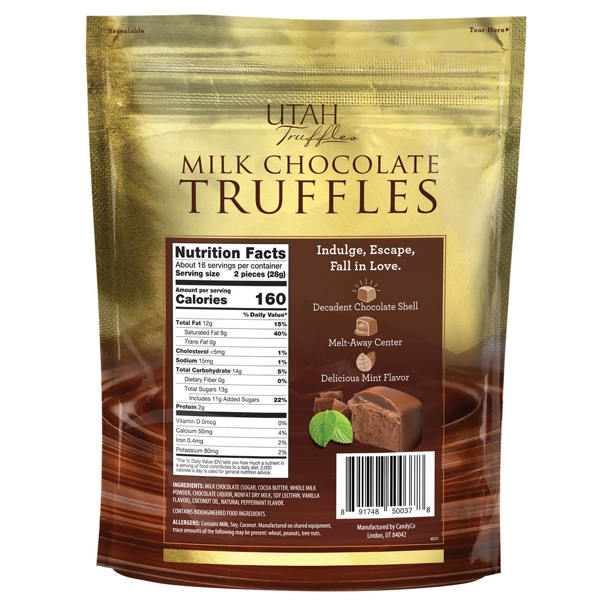 Utah Truffle Milk Chocolate Mint Truffles 16oz 2-pack