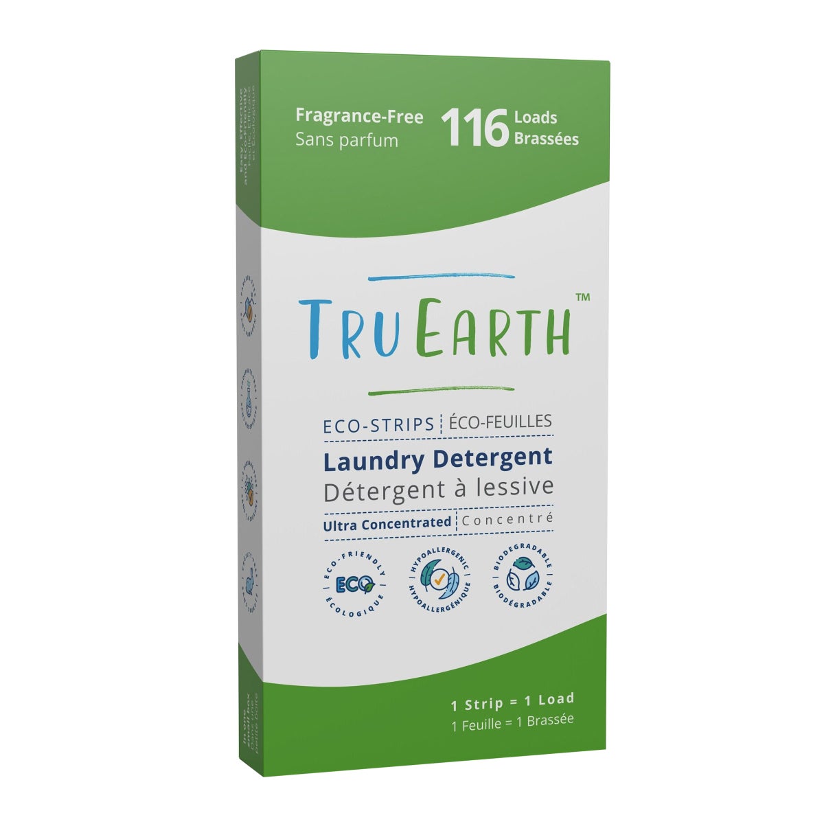 Tru Earth Eco-Strips Laundry Detergent Strips, Fragrance Free, 116 Loads, 116 Strips