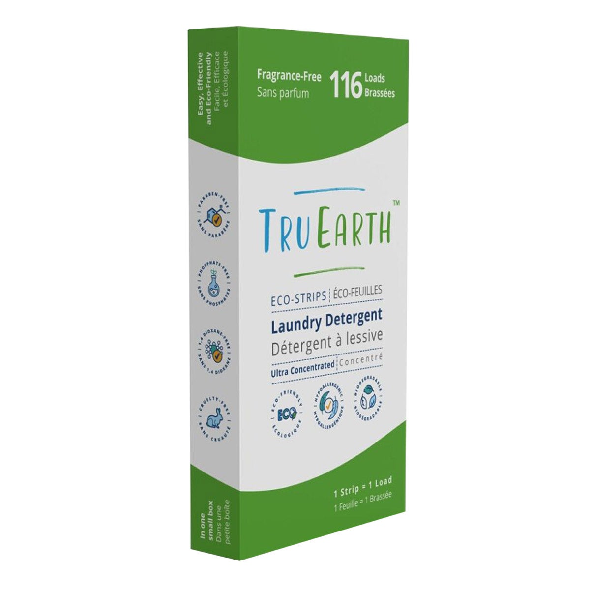 Tru Earth Eco-Strips Laundry Detergent Strips, Fragrance Free, 116 Loads, 116 Strips