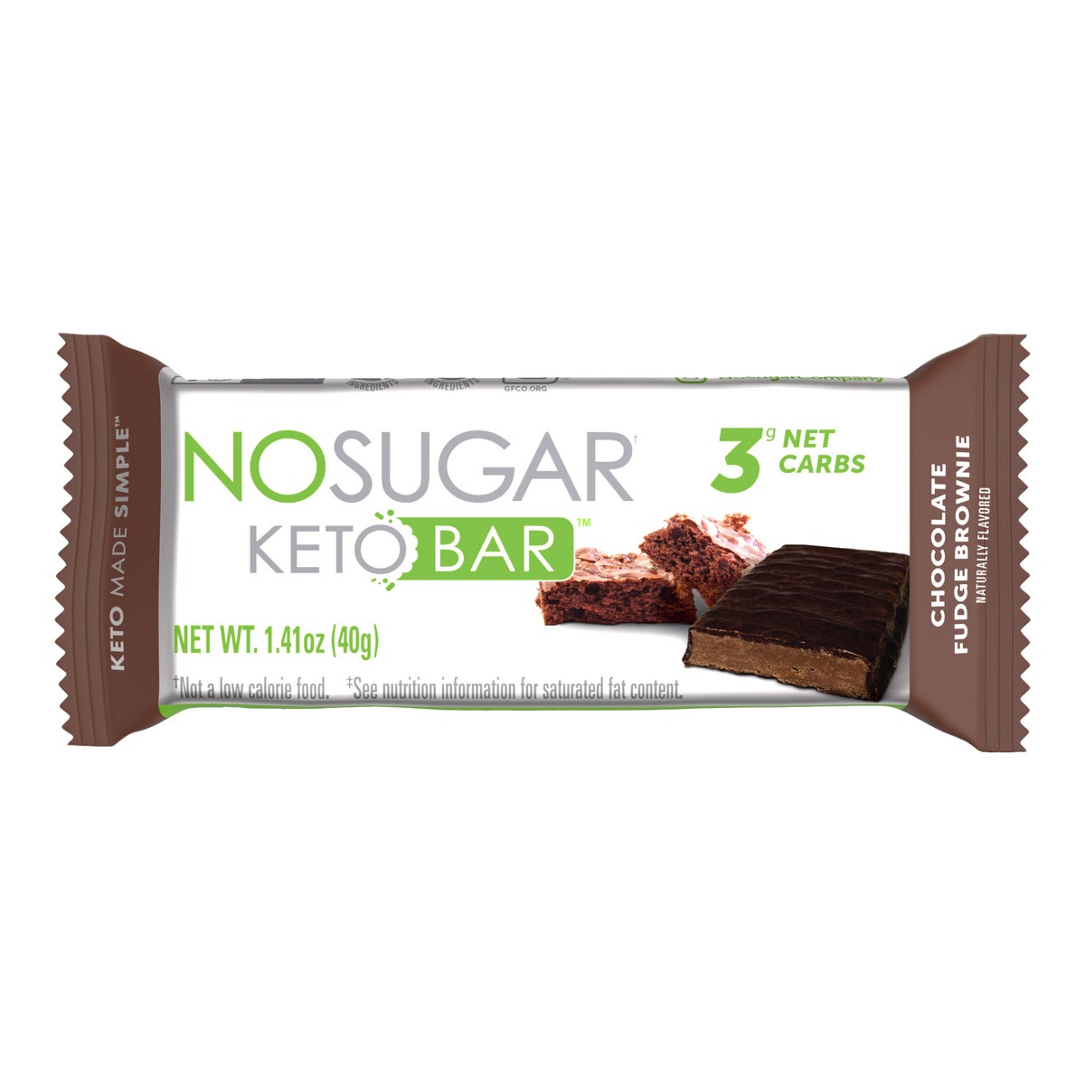 No Sugar Keto Bar (12-count) 2-pack Chocolate Fudge Brownie