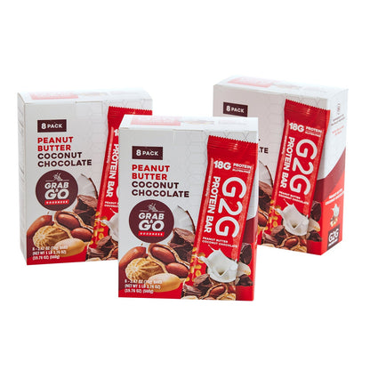 G2G 3-pack Peanut Butter Coconut Chocolate Protein Bars 24-count