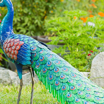 39" Metal Peacock