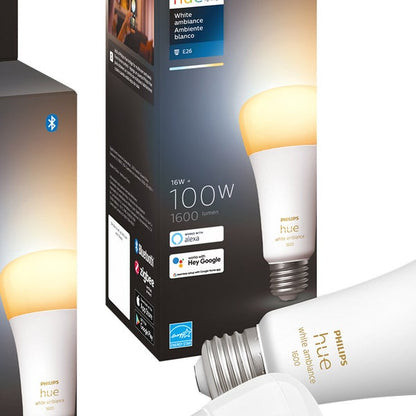 Philips Hue 100W White Ambiance A21 LED Bulbs, 2-pack