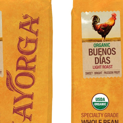Mayorga Buenos Días, USDA Organic, Light Roast, Whole Bean Coffee, 2lb, 2-pack