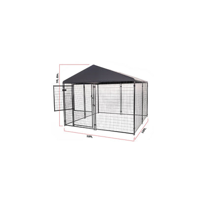 Lucky Dog STAY Series Presidential Dog Kennel 10'x10' with Privacy Screen