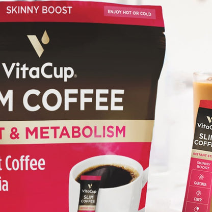 VitaCup Slim Instant Coffee Packets, Boost Diet & Metabolism, 30-count