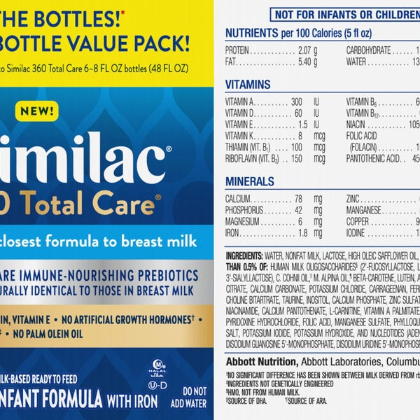 Similac 360 Total Care Ready-to-Feed Infant Formula, 8 fl oz, 24-pack