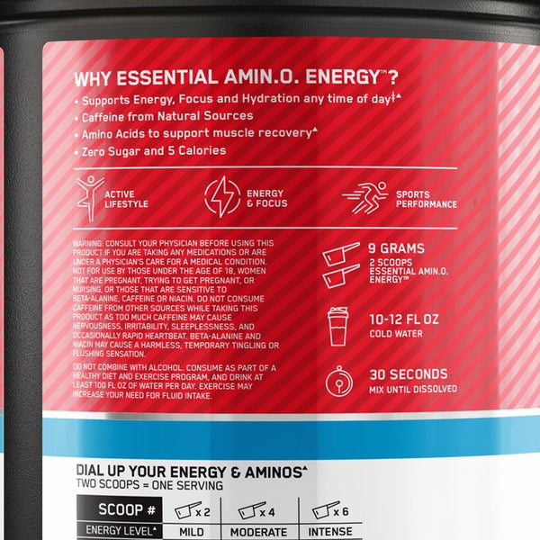 Optimum Nutrition Essential Amino Energy + Electrolytes, Strawberry Burst, 1.51 lbs