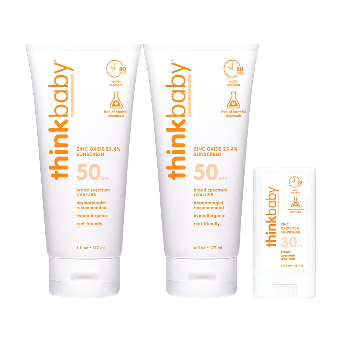 Thinkbaby Sunscreen Lotion SPF 50, 6 fl oz Duo and Sunscreen Stick SPF 30, 0.64 oz