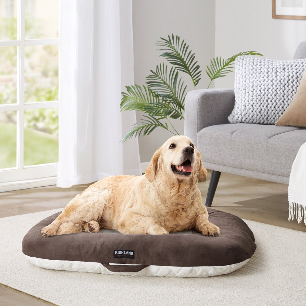 Kirkland Signature Square Plush Tufted Napper Pet Bed, Brown