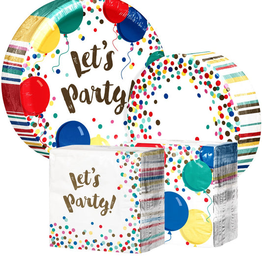 Artstyle Paper Plate & Napkin Bundle, Confetti Celebration, 200-count