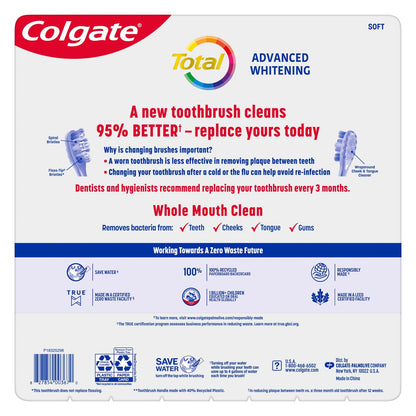 Colgate Total Advanced Whitening Toothbrush, 8-pack