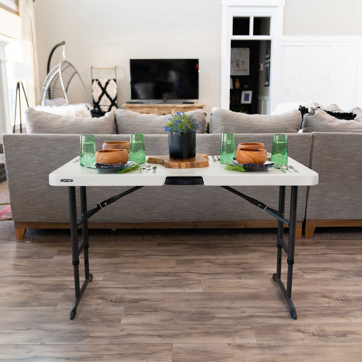 Lifetime 4-Foot Commercial Adjustable Height Folding Table (2-pack)
