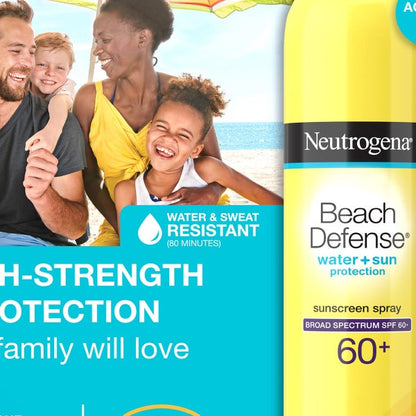 Neutrogena Beach Defense Sunscreen Spray SPF 60+, 8.5 oz, 2-pack