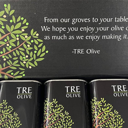 Tre Olive Harvest Variety Gift Box Extra Virgin Olive Oil 3-Pack