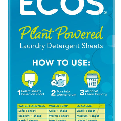 ECOS Laundry Detergent Sheets Free & Clear, 200 Loads, 200 Sheets