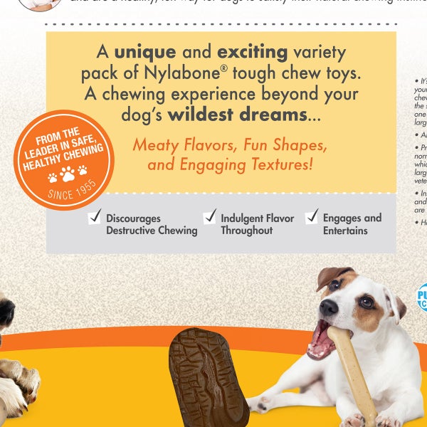 Nylabone Tough Dog Chew Variety Pack, 3-count