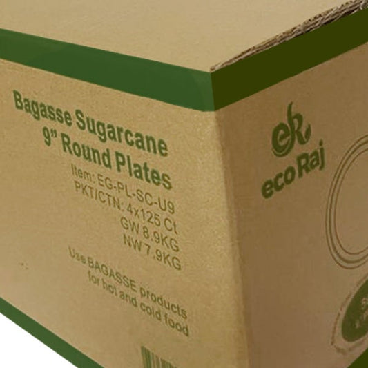 Eco Raj 9-inch Compostable Bagasse Plate, 500-count