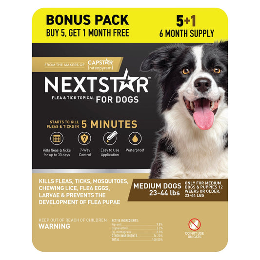 NEXTSTAR Flea & Tick Topical Prevention for Dogs 23-44 lbs, 6-Month Supply