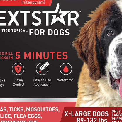 NEXTSTAR Flea & Tick Topical Prevention for Dogs 89-132lbs, 6-Month Supply