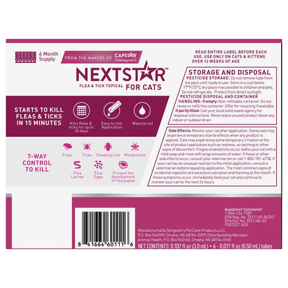 NEXTSTAR Flea & Tick Topical Prevention for Cats over 3.5 lbs, 6-Month Supply