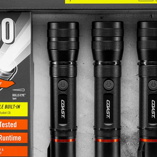 Coast CF1000R 1000L LED Rechargeable Flashlight, 3-pack