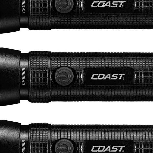 Coast CF1000R 1000L LED Rechargeable Flashlight, 3-pack
