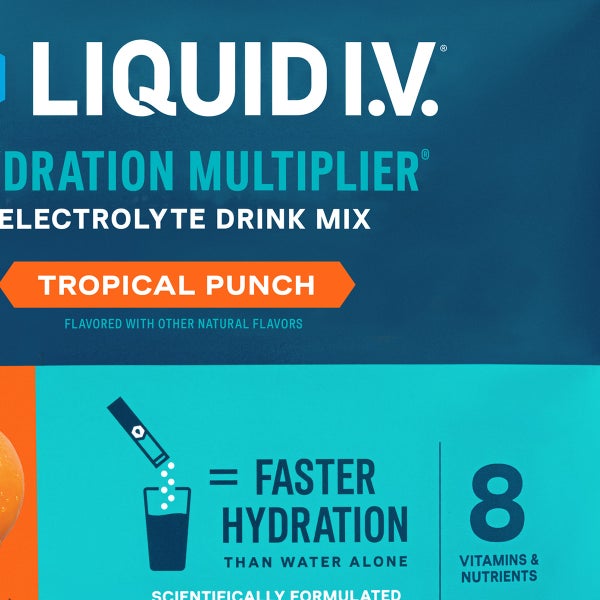 Liquid I.V. Hydration Multiplier, 30 Individual Serving Stick Packs in Resealable Pouch, Tropical Punch