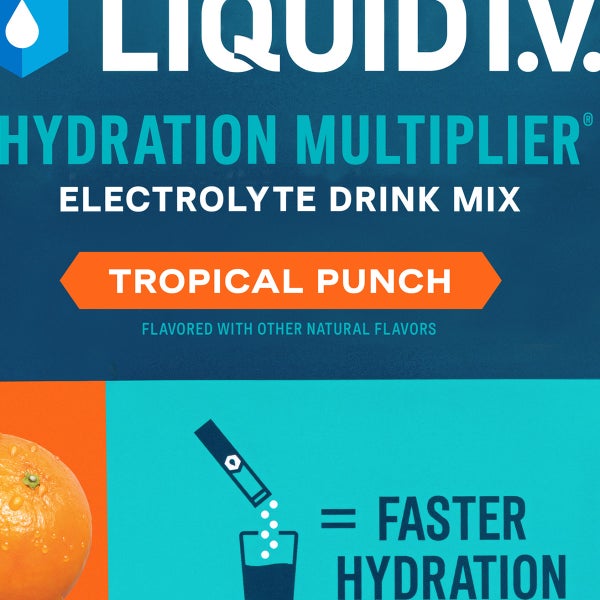 Liquid I.V. Hydration Multiplier, 30 Individual Serving Stick Packs in Resealable Pouch, Tropical Punch