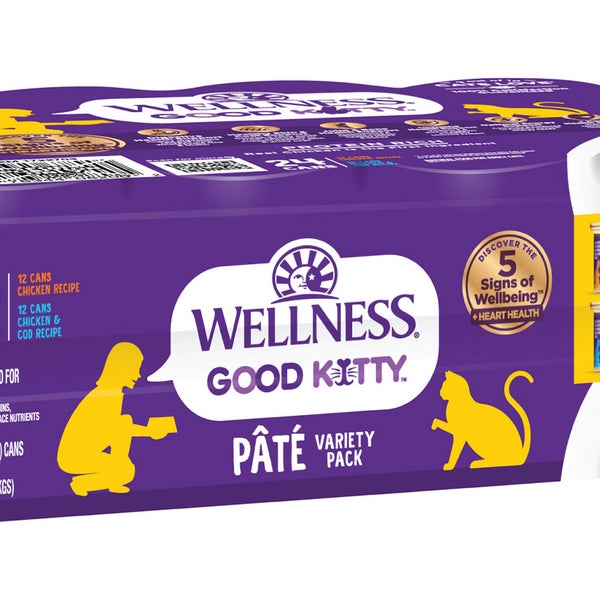 Wellness Good Kitty Wet Cat Food Pate Variety Pack, 3 oz, 24-count