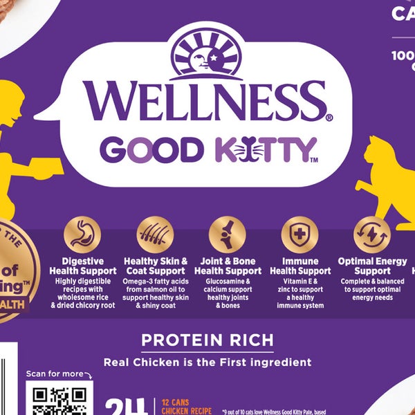 Wellness Good Kitty Wet Cat Food Pate Variety Pack, 3 oz, 24-count