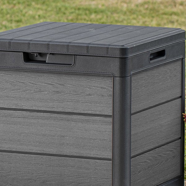 Keter Cortina 30 Gallon Resin Deck Box for Patio Outdoor Storage, Grey