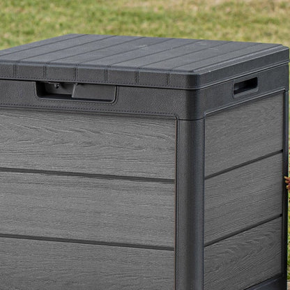 Keter Cortina 30 Gallon Resin Deck Box for Patio Outdoor Storage, Grey